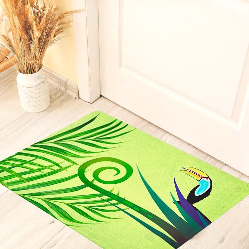 Tropical Green Jungle Parrot Toucan Bird Doormat