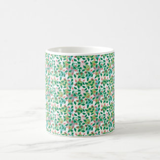 Tropical Green Leaf and Red Flower Botanic Coffee Mug