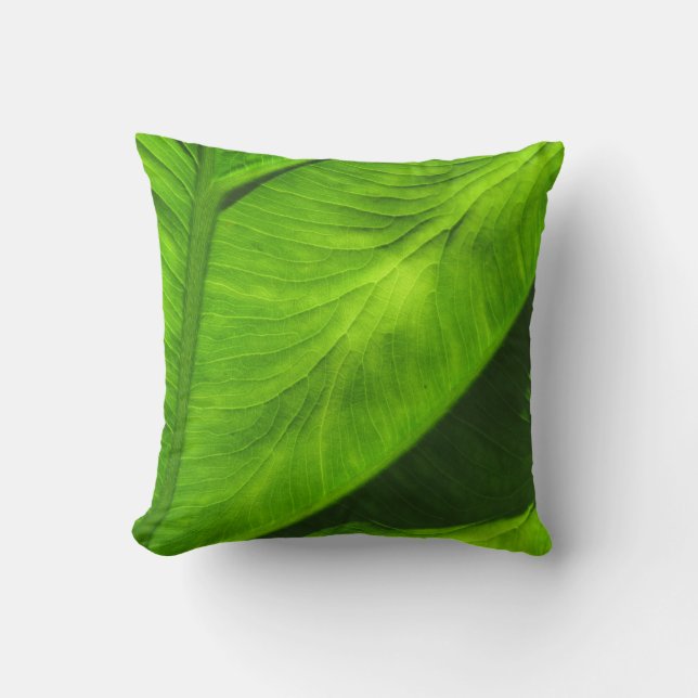 Tropical Green Leaf Decor Pillow (Front)