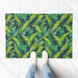 Tropical Green Leaf Fern Pattern Doormat