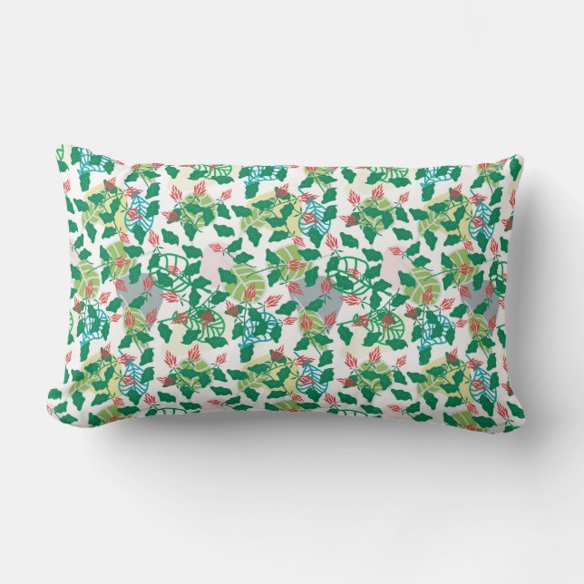 Tropical Green Leaf  Lumbar Pillow (Front)