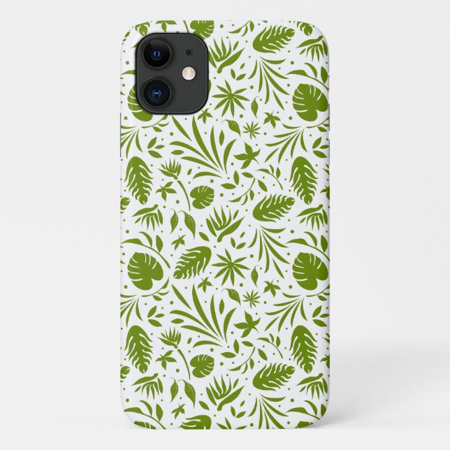 Tropical Green Leaf Pattern Case-Mate iPhone Case (Back)