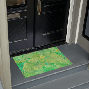 Tropical Green Leaf Pattern Doormat
