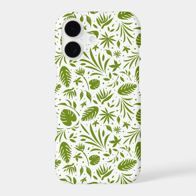 Tropical Green Leaf Pattern Iphone Case (Back)