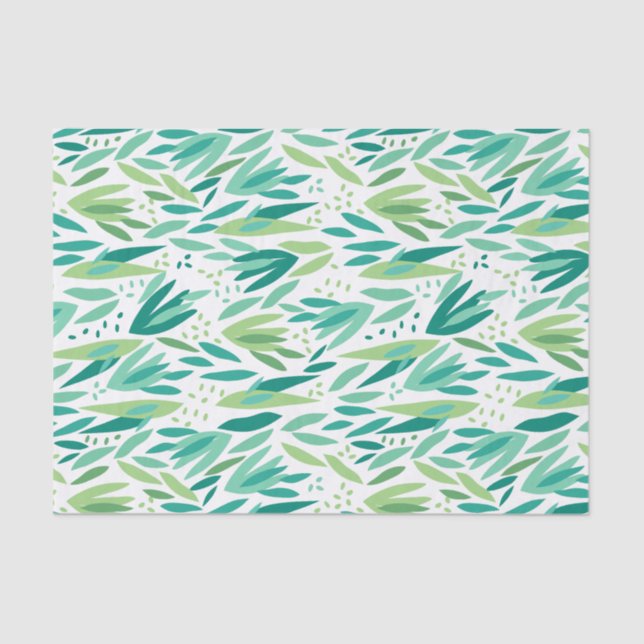 Tropical Green Leafs Pattern Tissue Paper (Front)