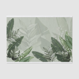 Tropical Green Leafs Tissue Paper