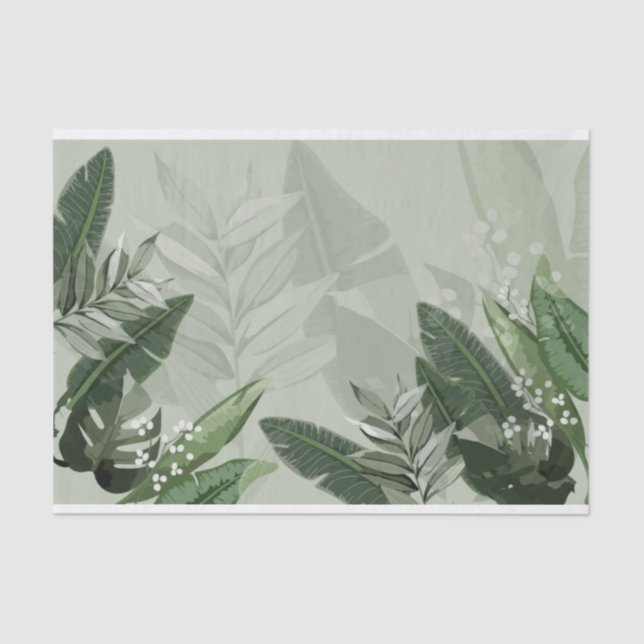 Tropical Green Leafs  Tissue Paper (Front)