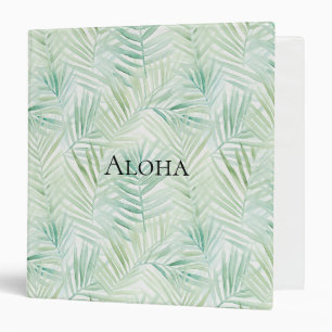 Tropical Green Leaves 3 Ring Binder