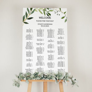 Tropical Green Leaves Alphabetical Seating Chart