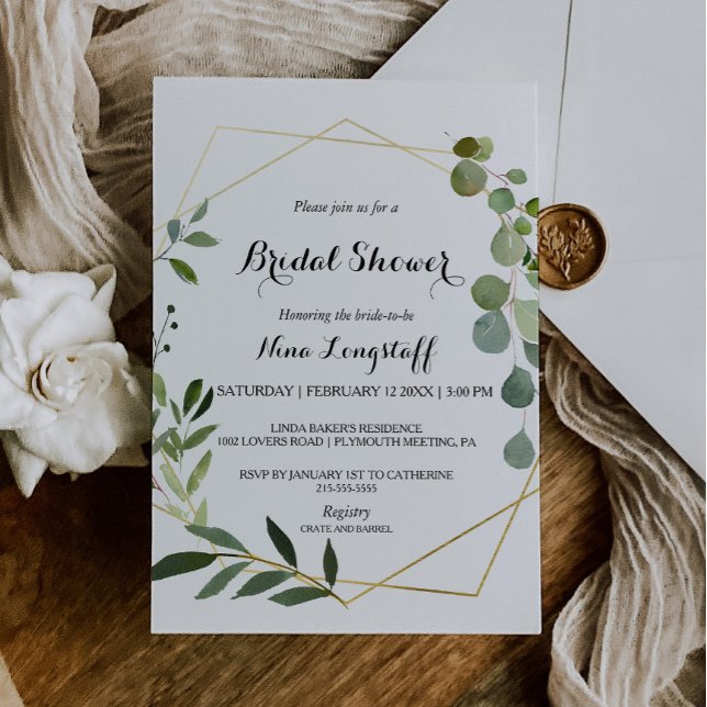 Tropical Green Leaves Bridal Shower Invitation (Creator Uploaded)