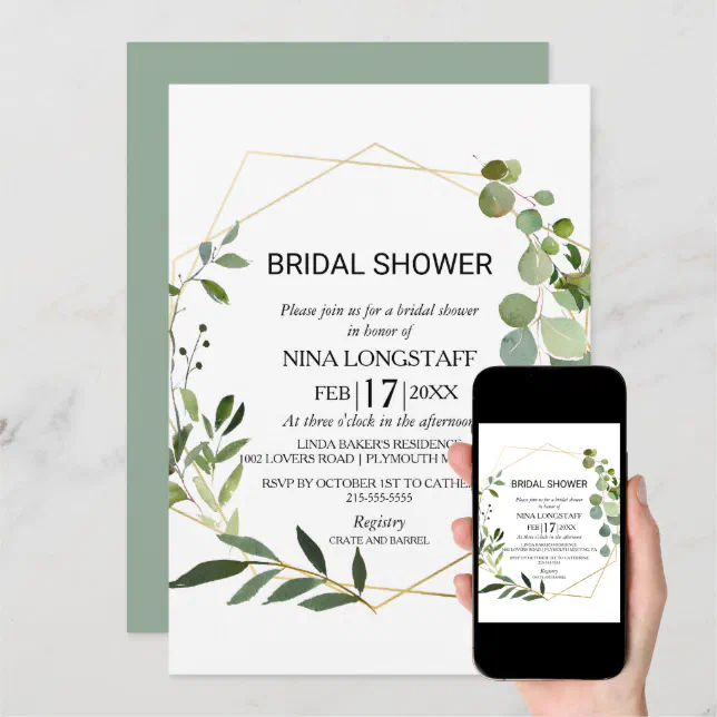 Tropical Green Leaves Bridal Shower Invitation Zazzle 7879