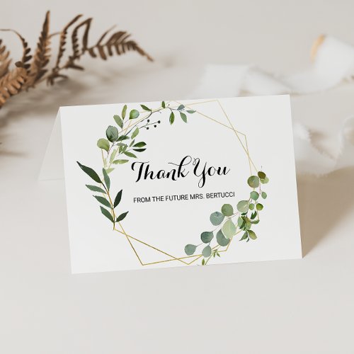 Tropical Green Leaves Bridal Shower Thank You Card