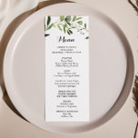 Tropical Green Leaves Dinner Menu Card<br><div class="desc">This tropical green leaves dinner menu card is perfect for a destination wedding. The design features hand-painted beautiful green leaves,  adorning a gold geometric frame.

This menu can be used for a wedding reception,  rehearsal dinner,  bridal shower or any event.</div>