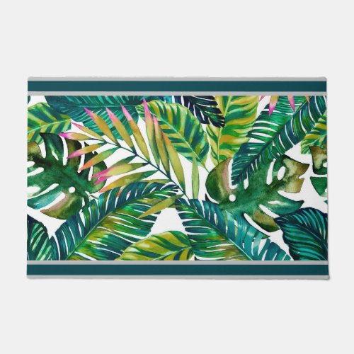 Tropical Green Leaves Doormat