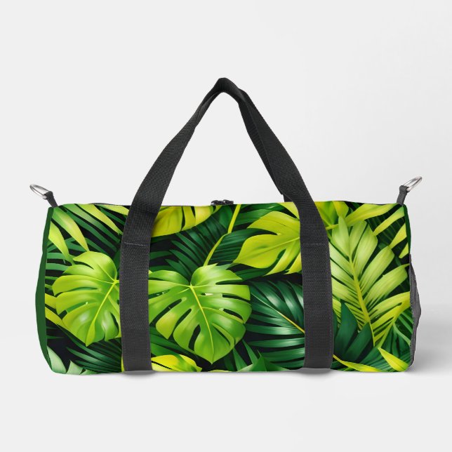 Tropical Green Leaves  Duffle Bag (Front)