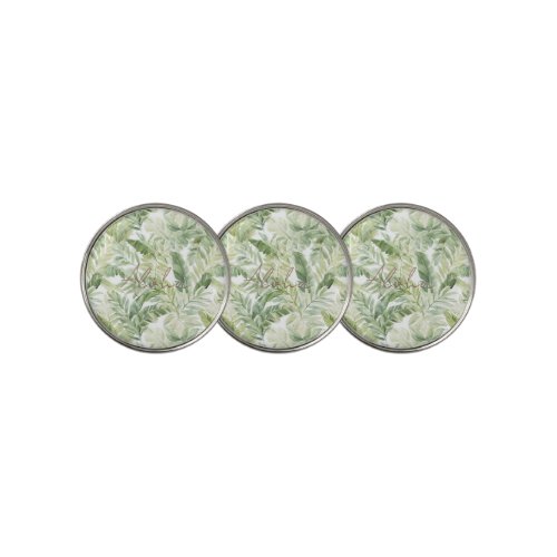 Tropical Green Leaves Golf Ball Marker