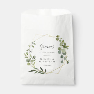 Tropical Green Leaves Gracias Thank You Wedding Favor Bag