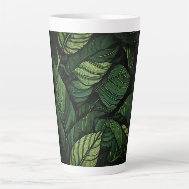 Tropical Green Leaves  Housewarming Gift Latte Mug (Front)