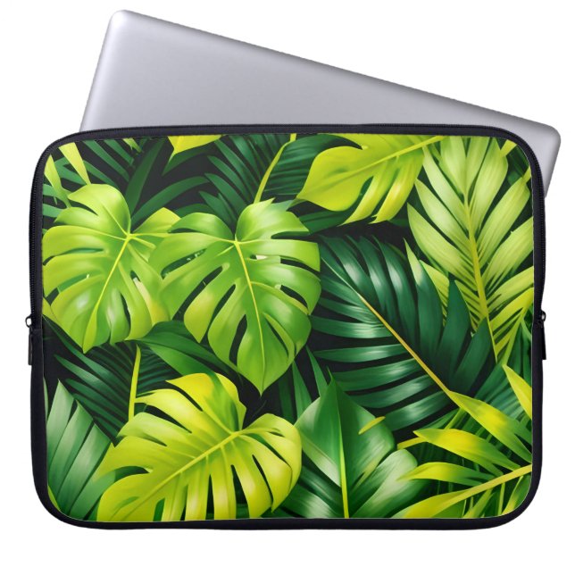 Tropical Green Leaves  Laptop Sleeve (Front)