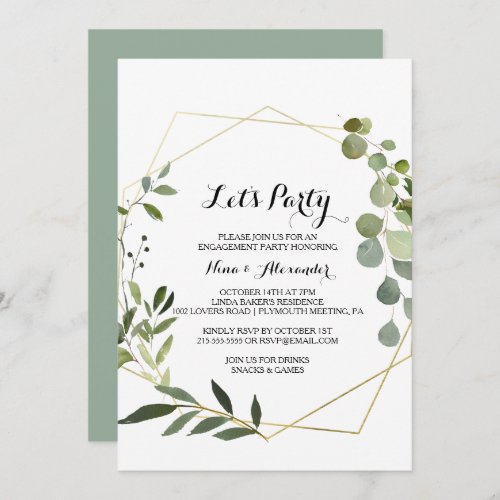 Tropical Green Leaves Lets Party Invitation