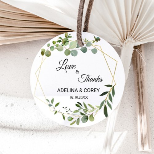 Tropical Green Leaves Love  Thanks Wedding Classic Round Sticker