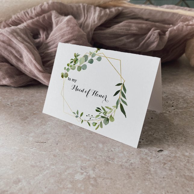 Tropical Green Leaves Maid of Honor Thank You Card (Creator Uploaded)