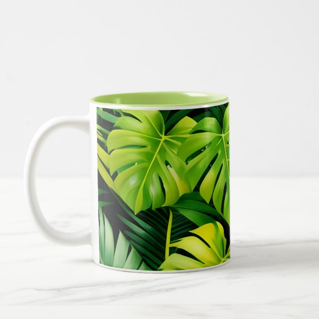 Tropical Green Leaves Mug (Left)