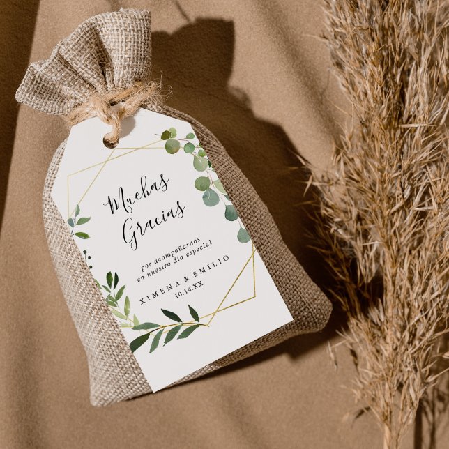 Tropical Green Leaves Spanish Wedding Thank You Gift Tags (Creator Uploaded)