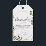 Tropical Green Leaves Spanish Wedding Welcome Gift Tags<br><div class="desc">These tropical green leaves Spanish wedding welcome gift tags are perfect for a modern wedding. The design features hand-painted beautiful green leaves,  adorning a gold geometric frame.

These tags are perfect for hotel guest welcome bags and destination weddings.</div>