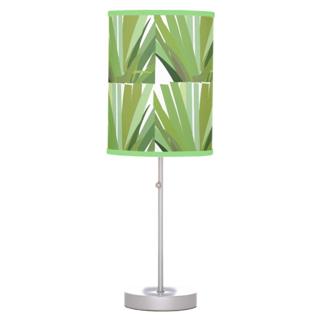 Tropical Green Leaves Table Lamp (Front)