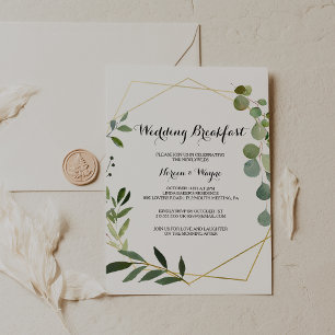 Tropical Green Leaves Wedding Breakfast Invitation