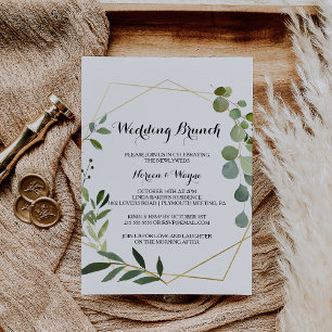 Tropical Green Leaves Wedding Brunch Invitation