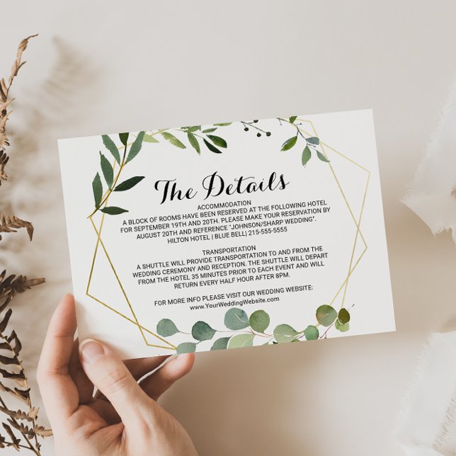 Tropical Green Leaves Wedding Details Insert Card (Creator Uploaded)
