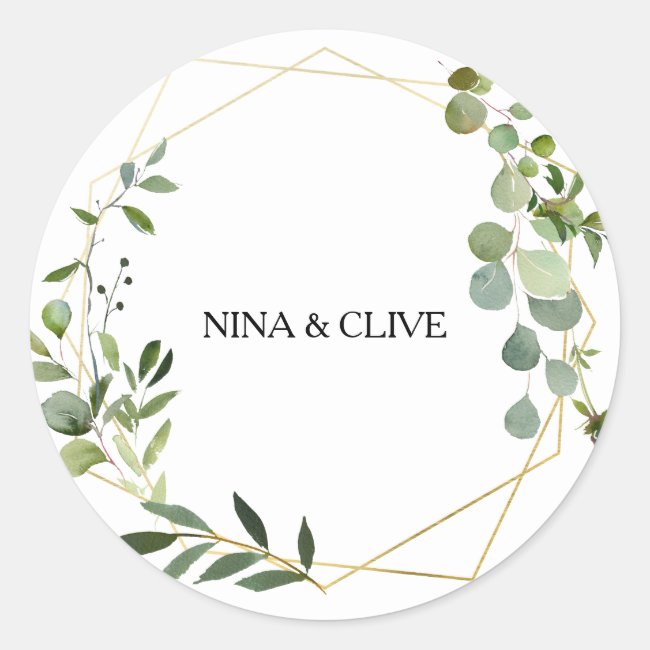 Tropical Green Leaves Wedding Envelope Seals