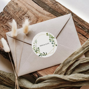 Tropical Green Leaves Wedding Envelope Seals