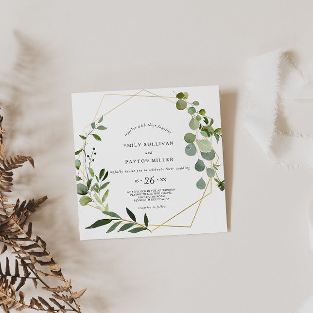 Tropical Green Leaves Wedding Invitation (Creator Uploaded)