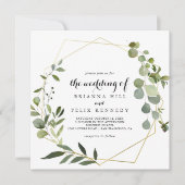 Tropical Green Leaves Wedding  Invitation (Front)