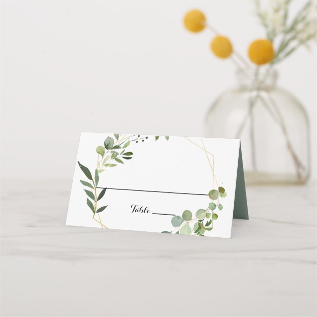 Tropical Green Leaves Wedding Place Card (Front)