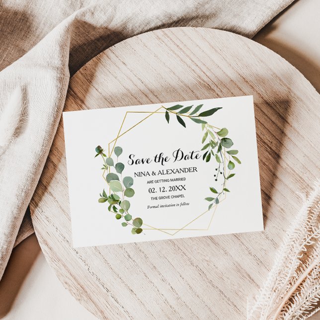 Tropical Green Leaves Wedding Save the Date Invitation (Creator Uploaded)