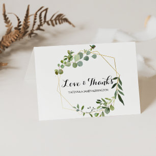 Tropical Green Leaves Wedding Thank You Card