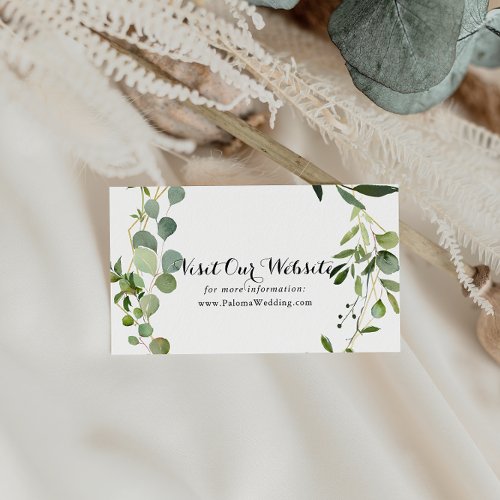 Tropical Green Leaves Wedding Website Enclosure Card