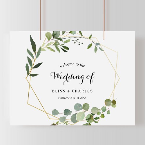 Tropical Green Leaves Welcome Wedding Poster