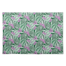 Tropical Green leaves with purple flowers 