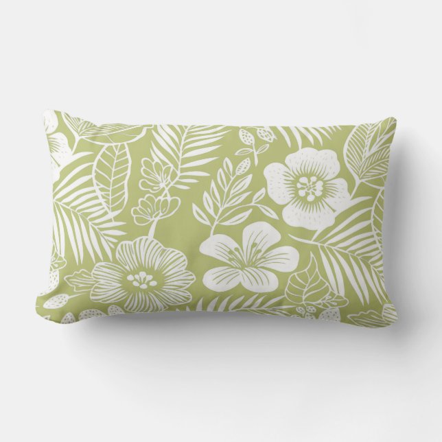 Tropical Green Lumbar Pillow (Front)