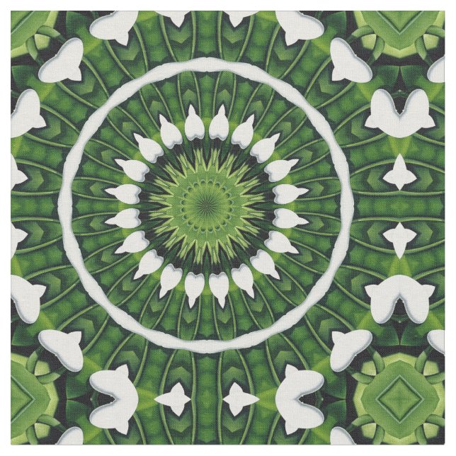 Tropical Green Mandala Fabric (Close Up)