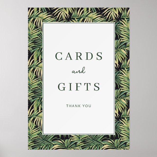 Tropical Green Minimalist Palm Leaf Border Holder (Front)