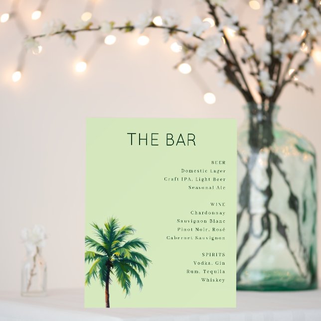 Tropical Green Minimalist Palm Tree Foam Board (In Situ (Wedding))