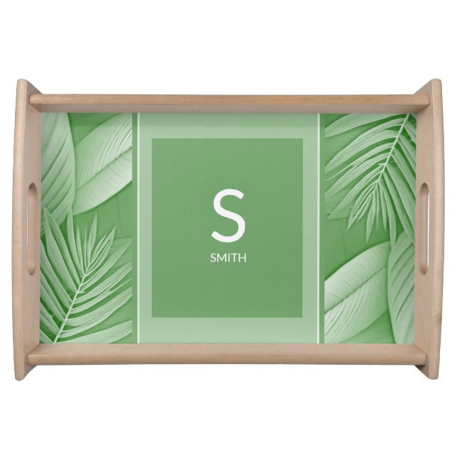 Tropical Green Monogram serving tray (Front)