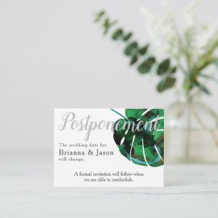 Tropical Green Monstera Leaf Announcement Card