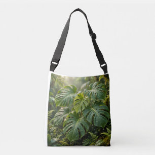 Tropical Green Monstera Leaves Tote Bag .